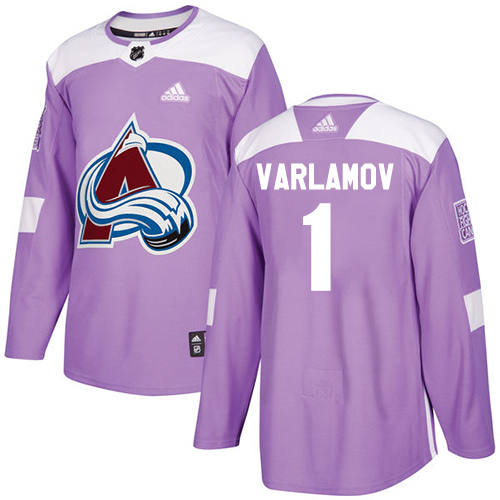 Adidas Avalanche #1 Semyon Varlamov Purple Authentic Fights Cancer Stitched NHL Jersey